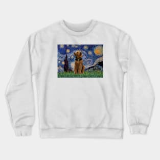 Happy Airedale in Adaptation of Van Gogh's Starry Night Crewneck Sweatshirt